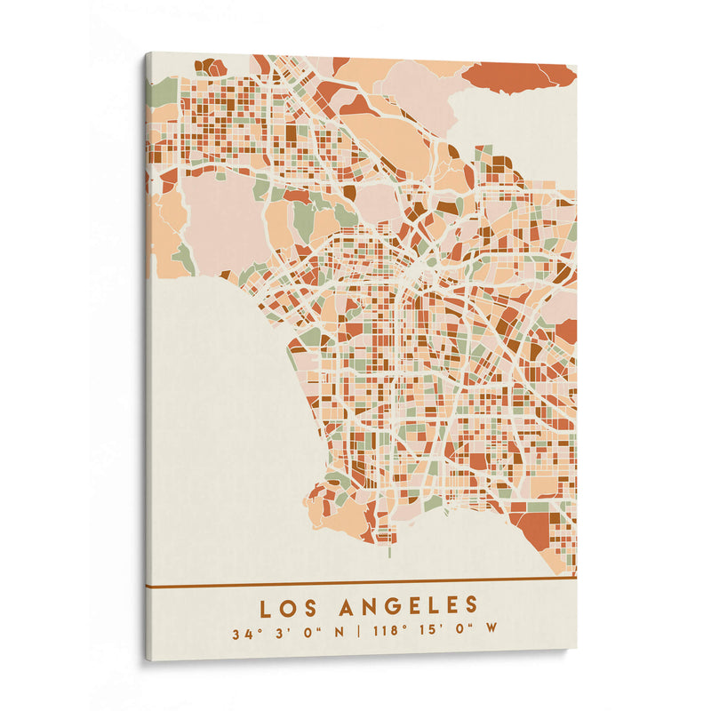 Los Angeles, Mapas negros Tonos tierra 42 - Emiliano Deificus | Cuadro decorativo de Canvas Lab