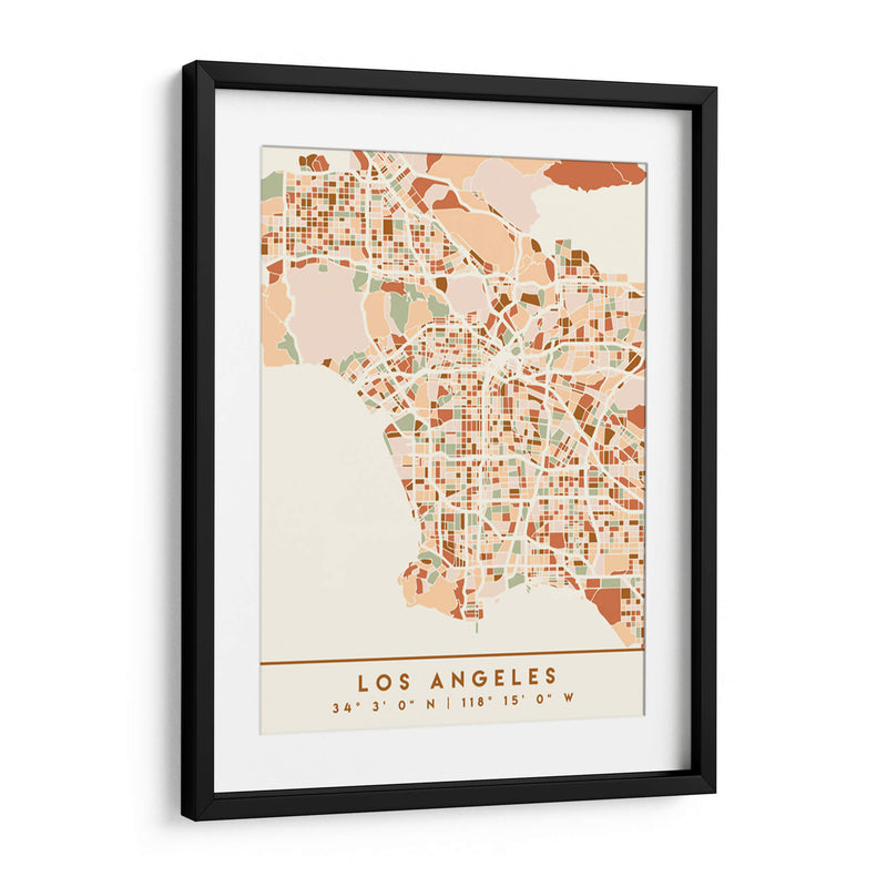 Los Angeles, Mapas negros Tonos tierra 42 - Emiliano Deificus | Cuadro decorativo de Canvas Lab
