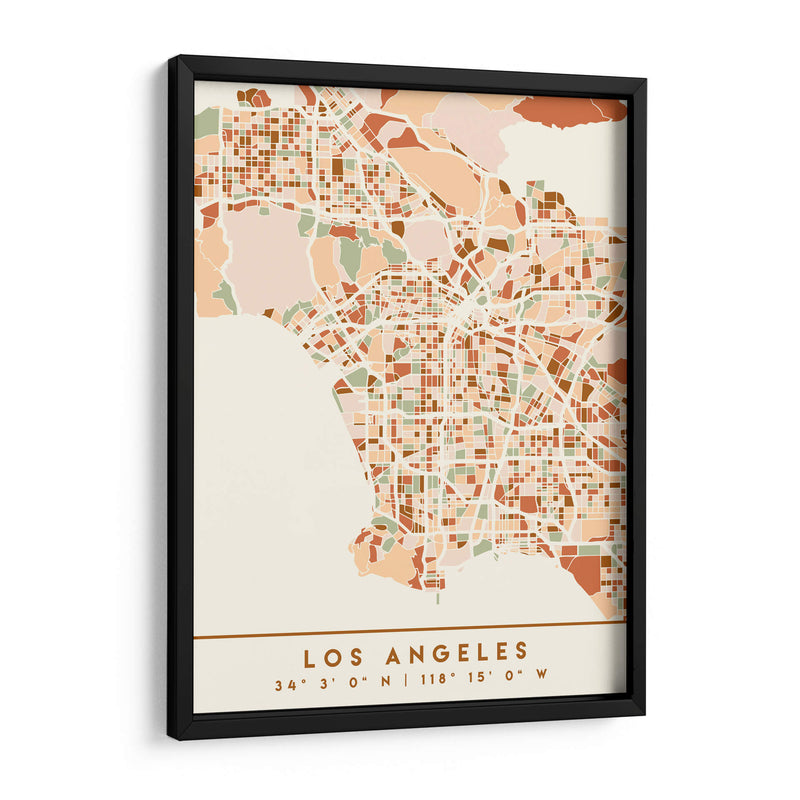 Los Angeles, Mapas negros Tonos tierra 42 - Emiliano Deificus | Cuadro decorativo de Canvas Lab