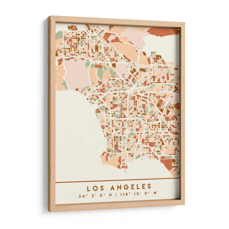 Los Angeles, Mapas negros Tonos tierra 42 - Emiliano Deificus | Cuadro decorativo de Canvas Lab
