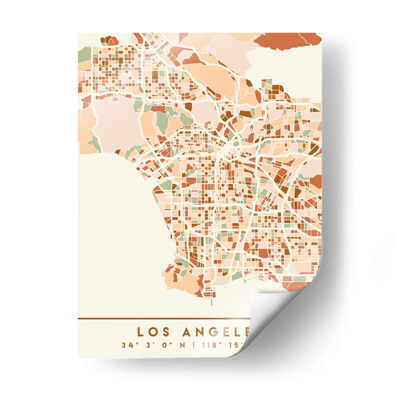 Los Angeles, Mapas negros Tonos tierra 42 - Emiliano Deificus | Cuadro decorativo de Canvas Lab