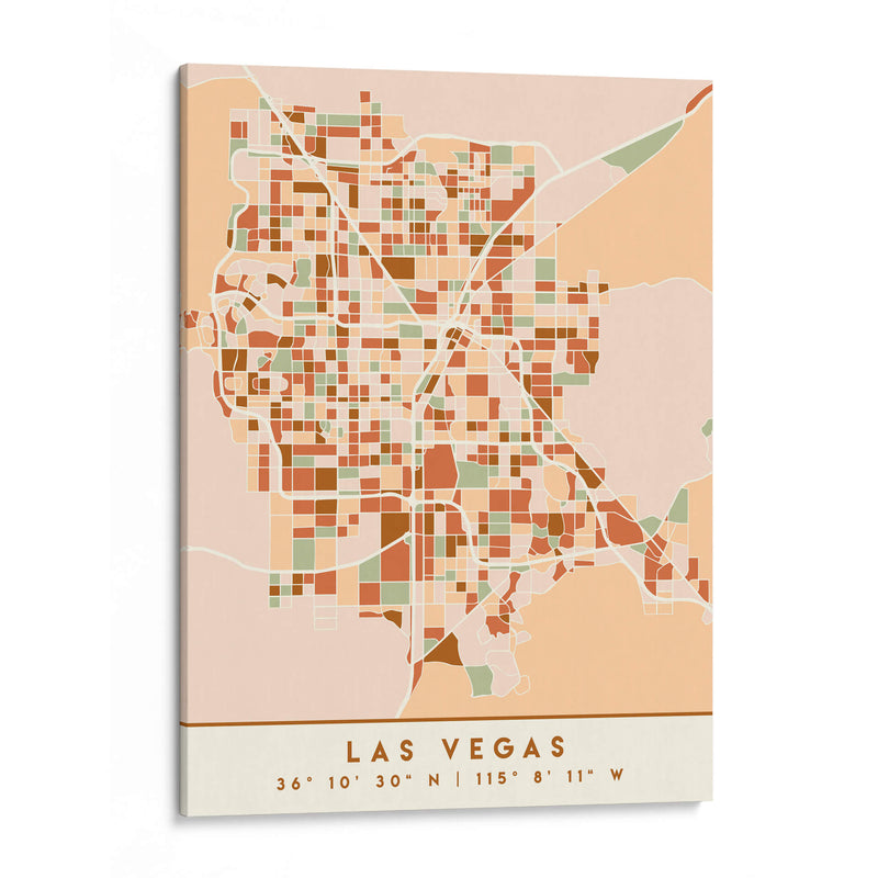 Las Vegas, Mapas negros Tonos tierra 38 - Emiliano Deificus | Cuadro decorativo de Canvas Lab