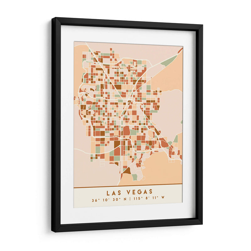 Las Vegas, Mapas negros Tonos tierra 38 - Emiliano Deificus | Cuadro decorativo de Canvas Lab