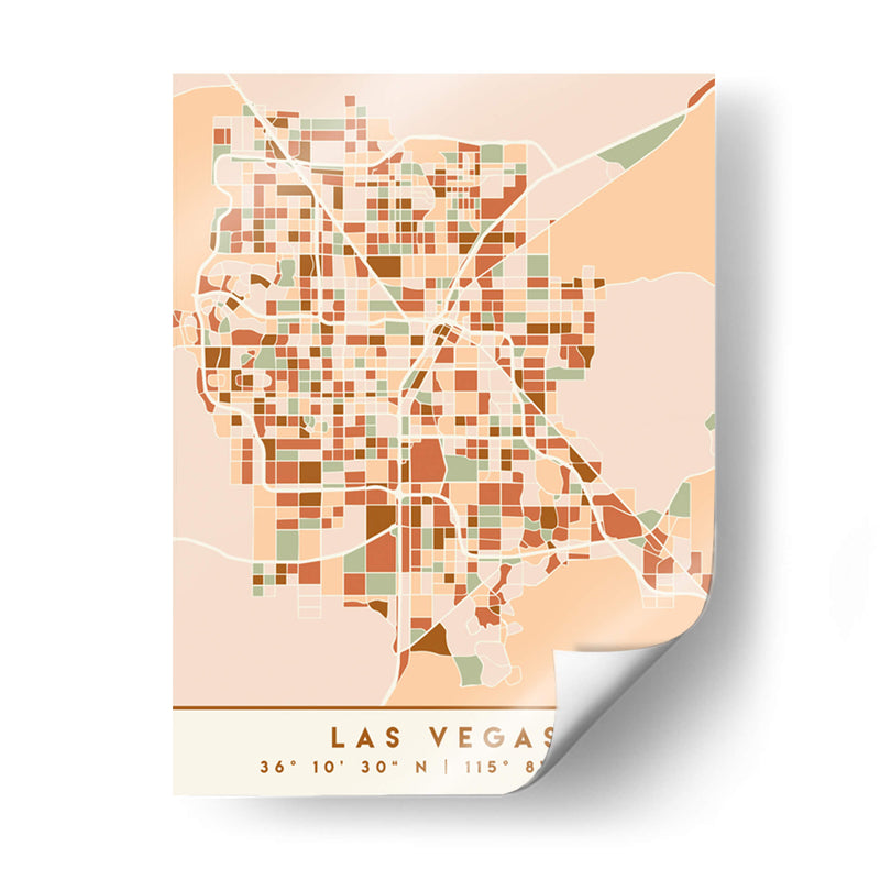 Las Vegas, Mapas negros Tonos tierra 38 - Emiliano Deificus | Cuadro decorativo de Canvas Lab