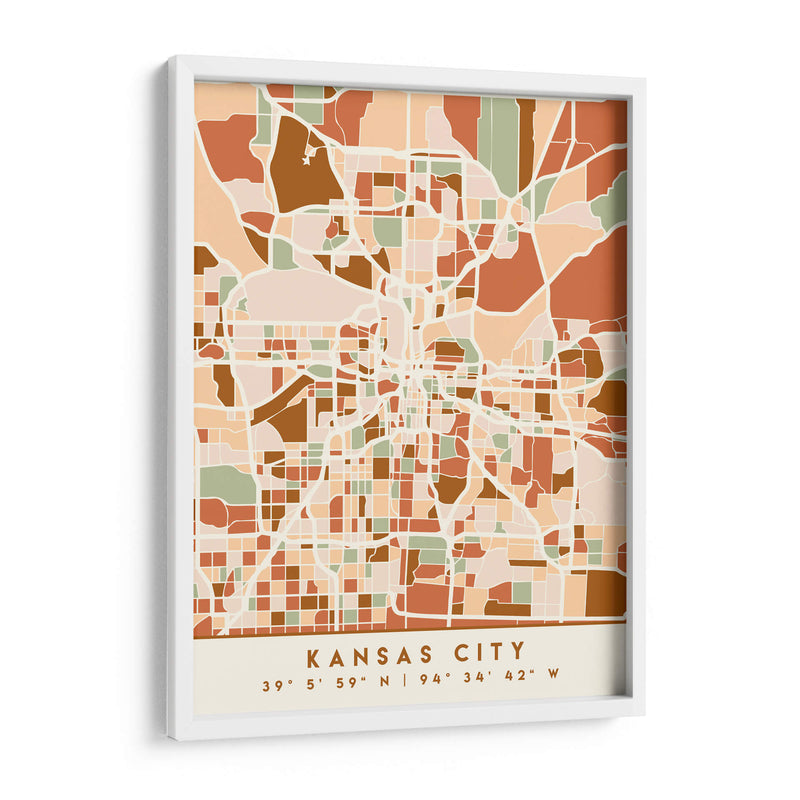 Kansas City, Mapas negros Tonos tierra 36 - Emiliano Deificus | Cuadro decorativo de Canvas Lab