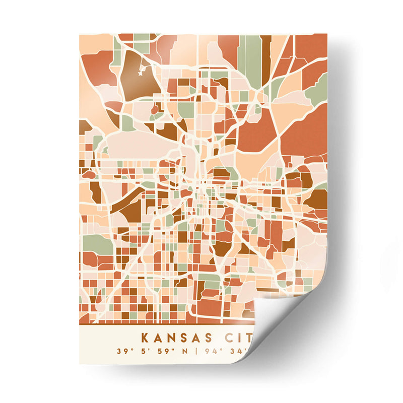 Kansas City, Mapas negros Tonos tierra 36 - Emiliano Deificus | Cuadro decorativo de Canvas Lab