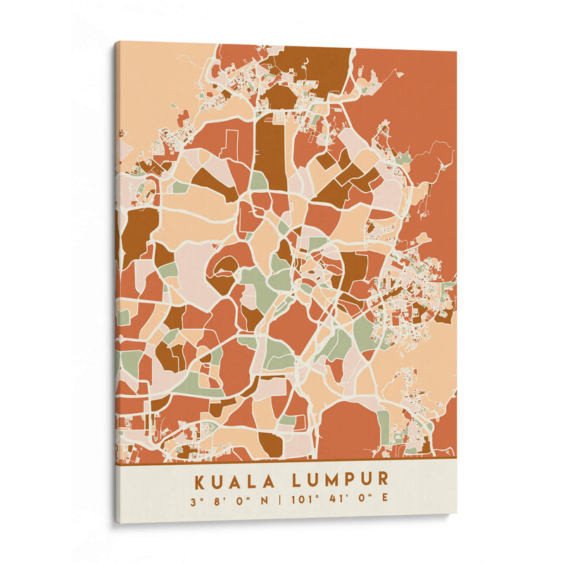 Kuala Lumpur, Mapas negros Tonos tierra 37 - Emiliano Deificus | Cuadro decorativo de Canvas Lab