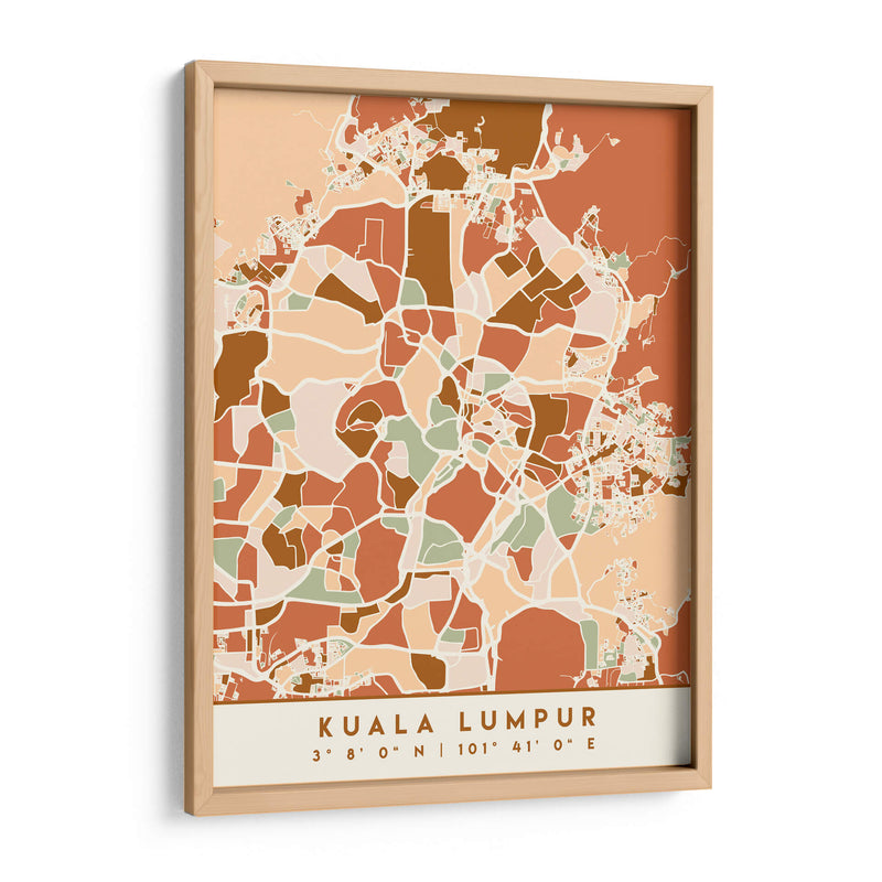 Kuala Lumpur, Mapas negros Tonos tierra 37 - Emiliano Deificus | Cuadro decorativo de Canvas Lab