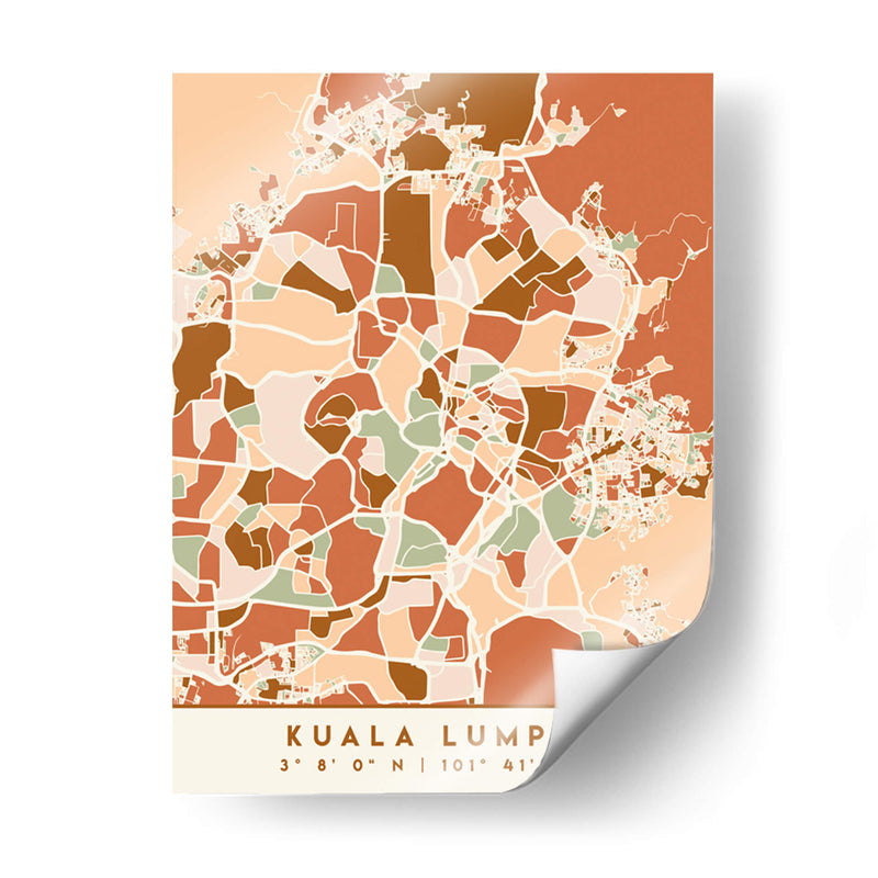 Kuala Lumpur, Mapas negros Tonos tierra 37 - Emiliano Deificus | Cuadro decorativo de Canvas Lab