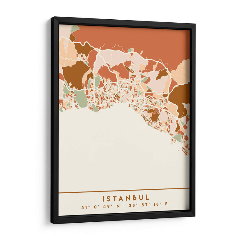 Estanbul, Mapas Negros Tonos Tierra 35 - Emiliano Deificus | Cuadro decorativo de Canvas Lab