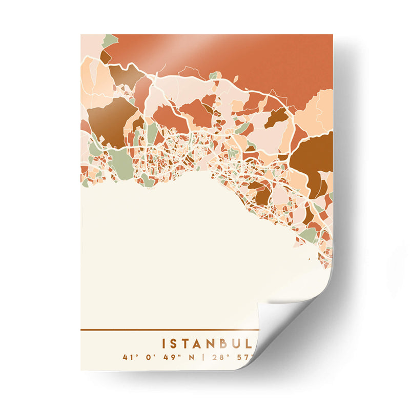 Estanbul, Mapas Negros Tonos Tierra 35 - Emiliano Deificus | Cuadro decorativo de Canvas Lab