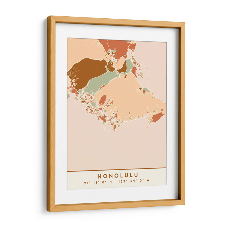 Honolulu, Mapas negros Tonos tierra 33 - Emiliano Deificus | Cuadro decorativo de Canvas Lab