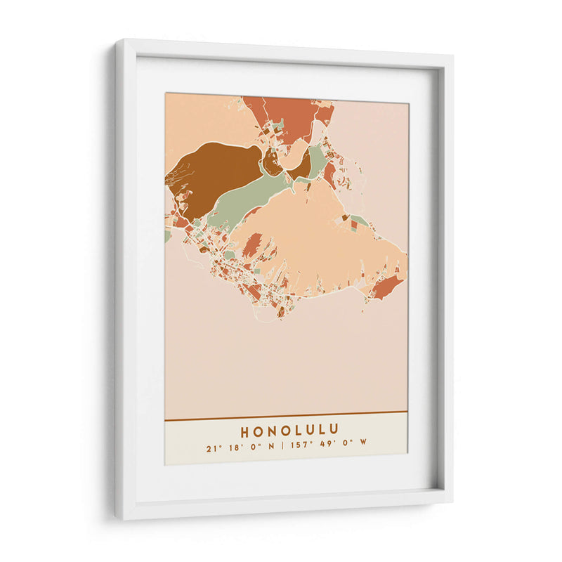 Honolulu, Mapas negros Tonos tierra 33 - Emiliano Deificus | Cuadro decorativo de Canvas Lab