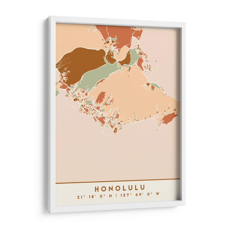 Honolulu, Mapas negros Tonos tierra 33 - Emiliano Deificus | Cuadro decorativo de Canvas Lab