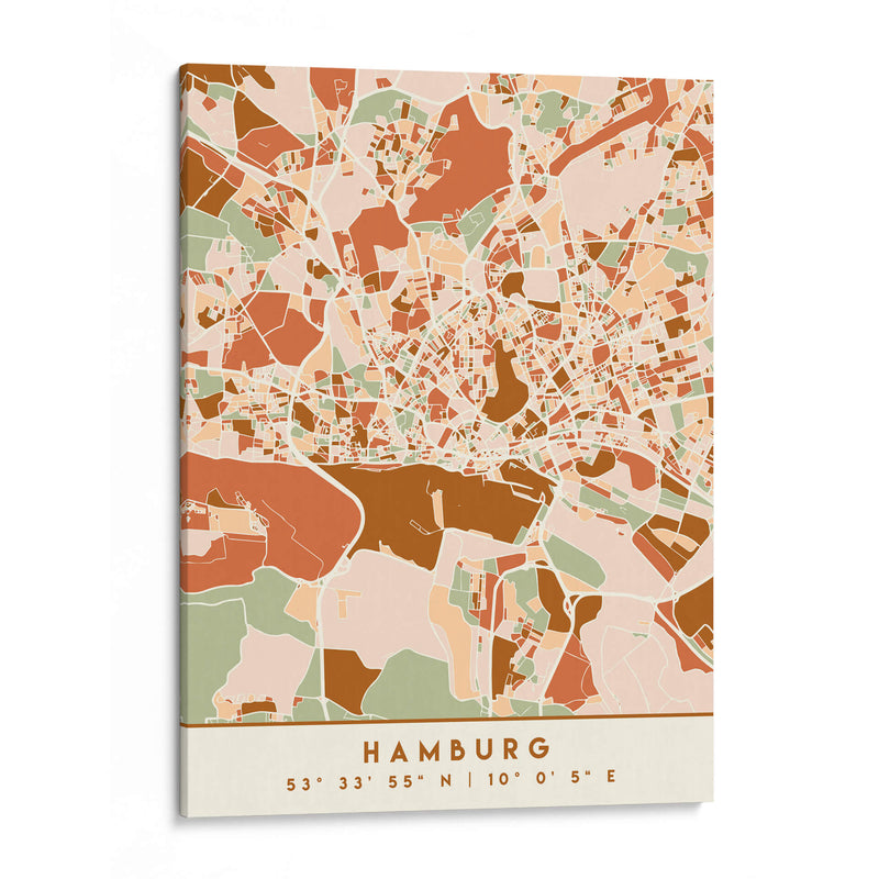 Hamburgo, Mapas negros Tonos tierra 31 - Emiliano Deificus | Cuadro decorativo de Canvas Lab