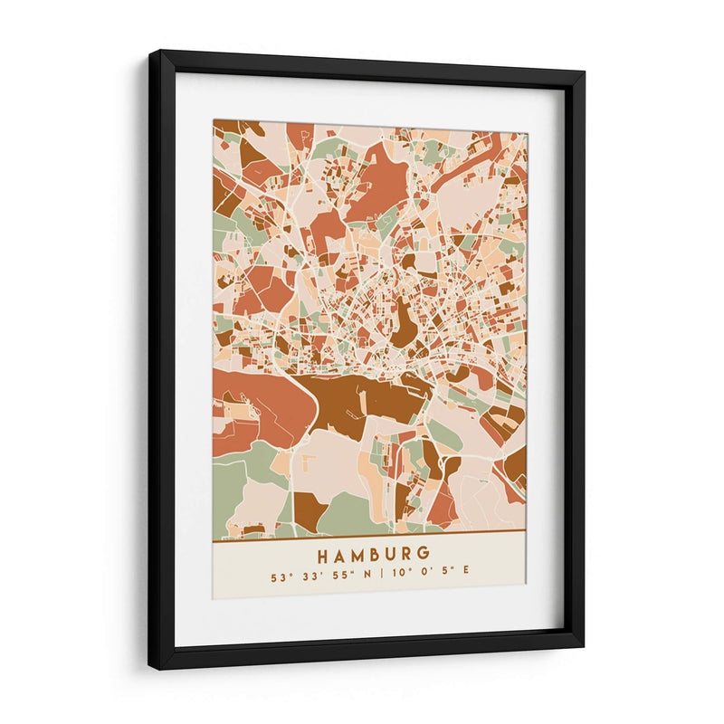 Hamburgo, Mapas negros Tonos tierra 31 - Emiliano Deificus | Cuadro decorativo de Canvas Lab
