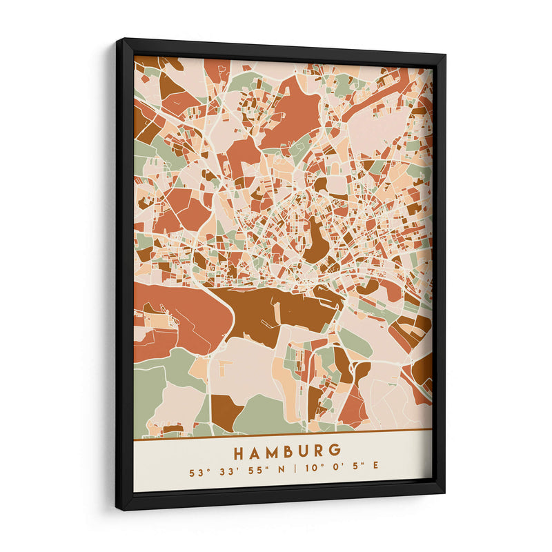 Hamburgo, Mapas negros Tonos tierra 31 - Emiliano Deificus | Cuadro decorativo de Canvas Lab