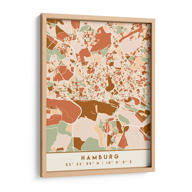 Hamburgo, Mapas negros Tonos tierra 31 - Emiliano Deificus | Cuadro decorativo de Canvas Lab