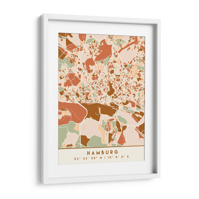 Hamburgo, Mapas negros Tonos tierra 31 - Emiliano Deificus | Cuadro decorativo de Canvas Lab