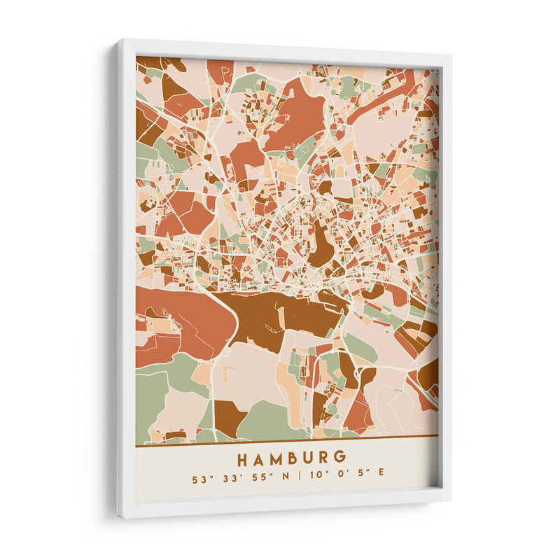 Hamburgo, Mapas negros Tonos tierra 31 - Emiliano Deificus | Cuadro decorativo de Canvas Lab