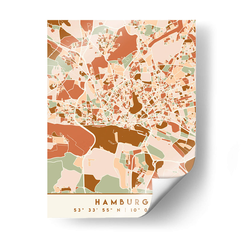 Hamburgo, Mapas negros Tonos tierra 31 - Emiliano Deificus | Cuadro decorativo de Canvas Lab