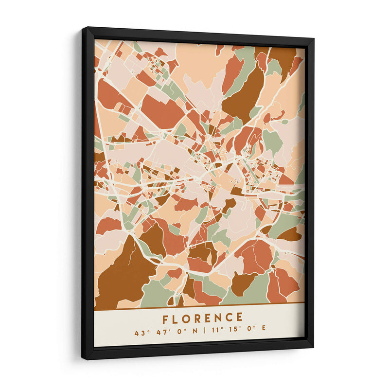 Florencia, Mapas Negros Tonos Tierra 30 - Emiliano Deificus | Cuadro decorativo de Canvas Lab