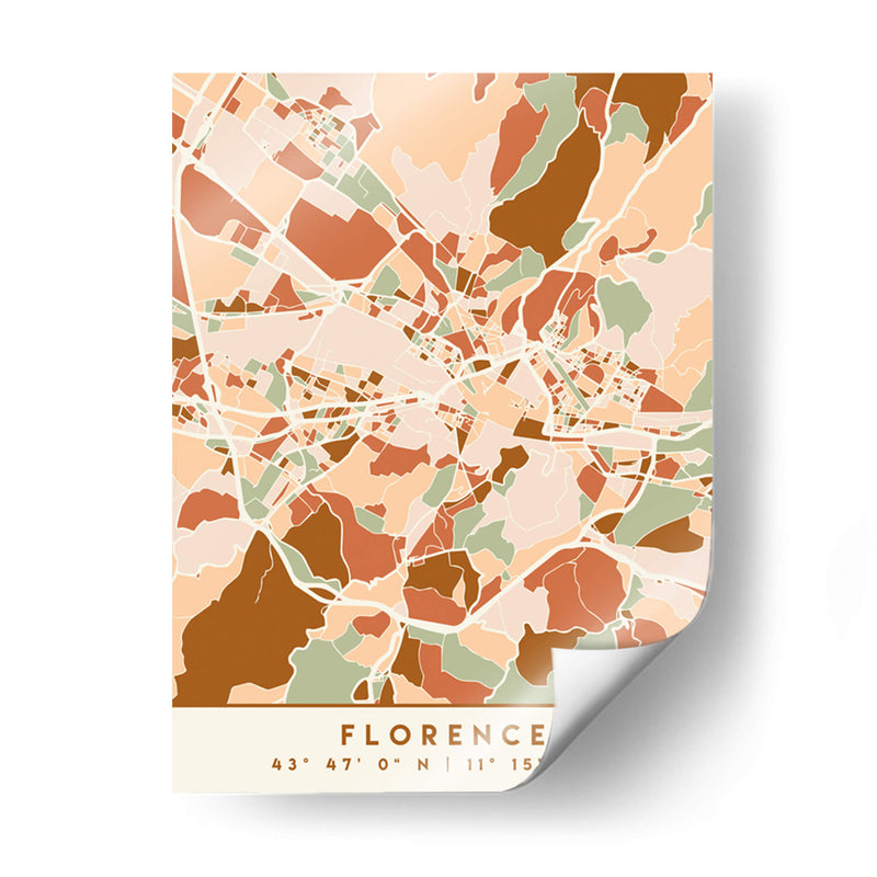 Florencia, Mapas Negros Tonos Tierra 30 - Emiliano Deificus | Cuadro decorativo de Canvas Lab