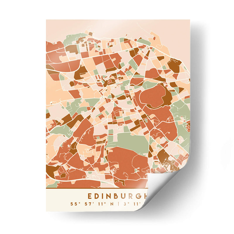 Edinburgh, Mapas negros Tonos tierra 29 - Emiliano Deificus | Cuadro decorativo de Canvas Lab