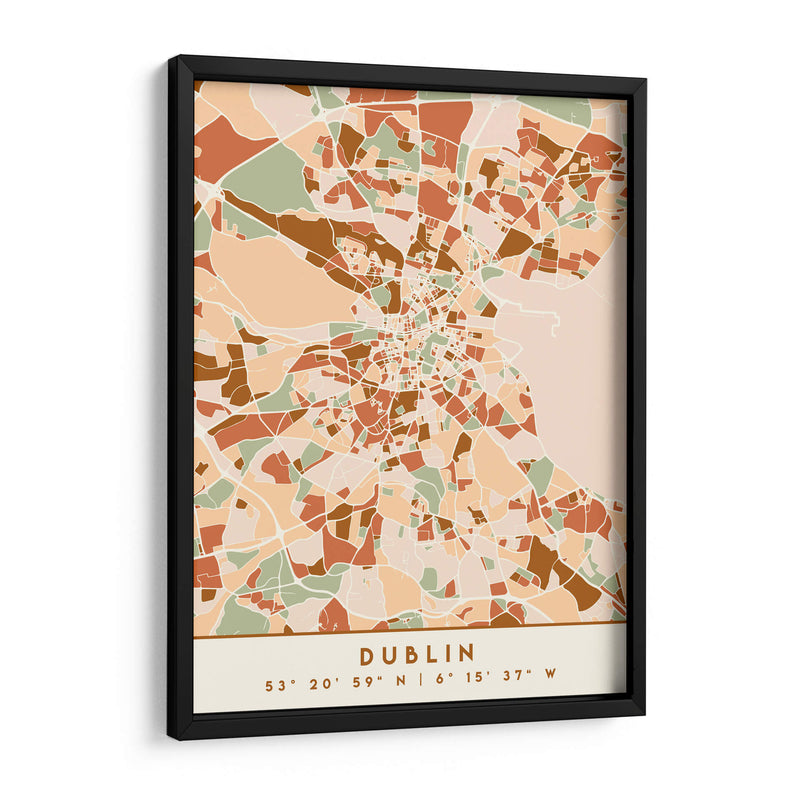 Dublin, Mapas negros Tonos tierra 28 - Emiliano Deificus | Cuadro decorativo de Canvas Lab