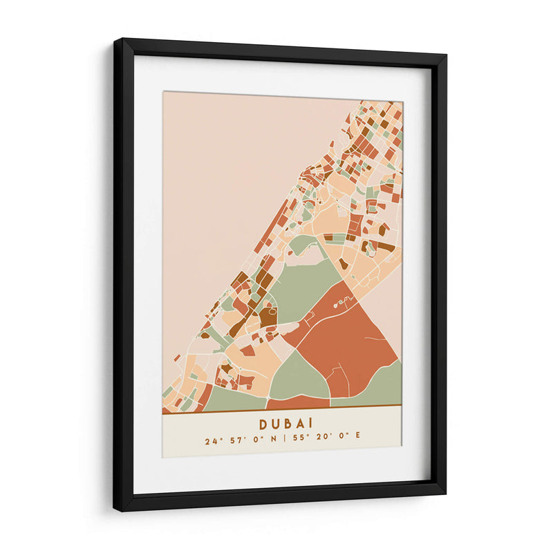 Dubai, Mapas negros Tonos tierra 27 - Emiliano Deificus | Cuadro decorativo de Canvas Lab