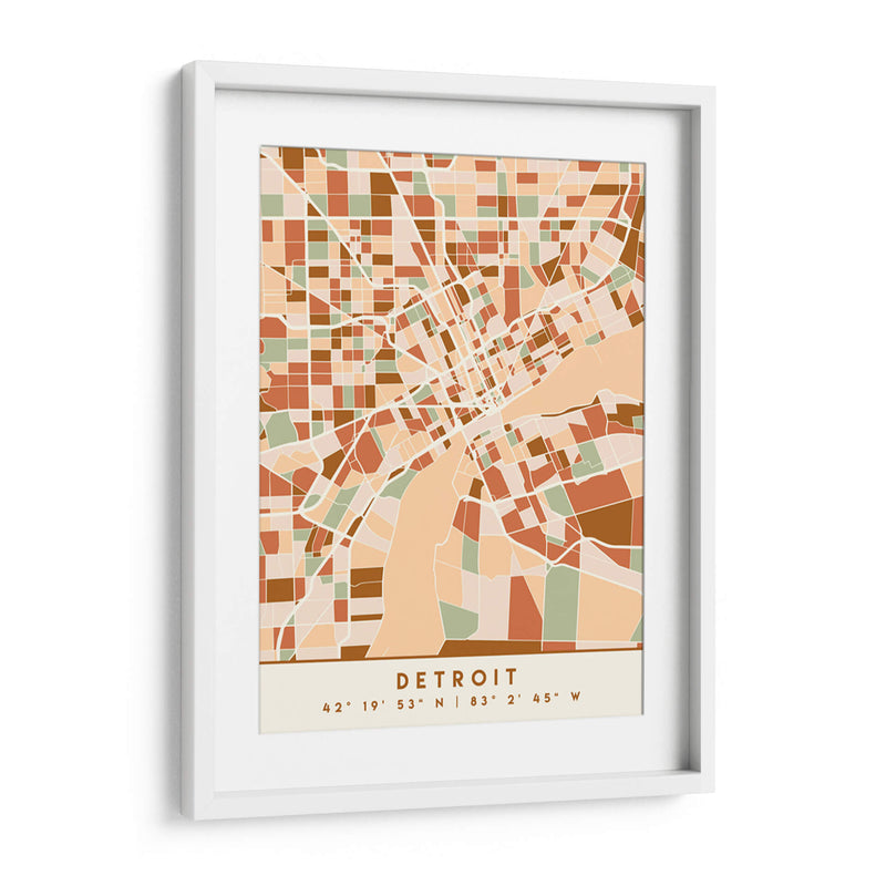 Detroit, Mapas negros Tonos tierra 25 - Emiliano Deificus | Cuadro decorativo de Canvas Lab