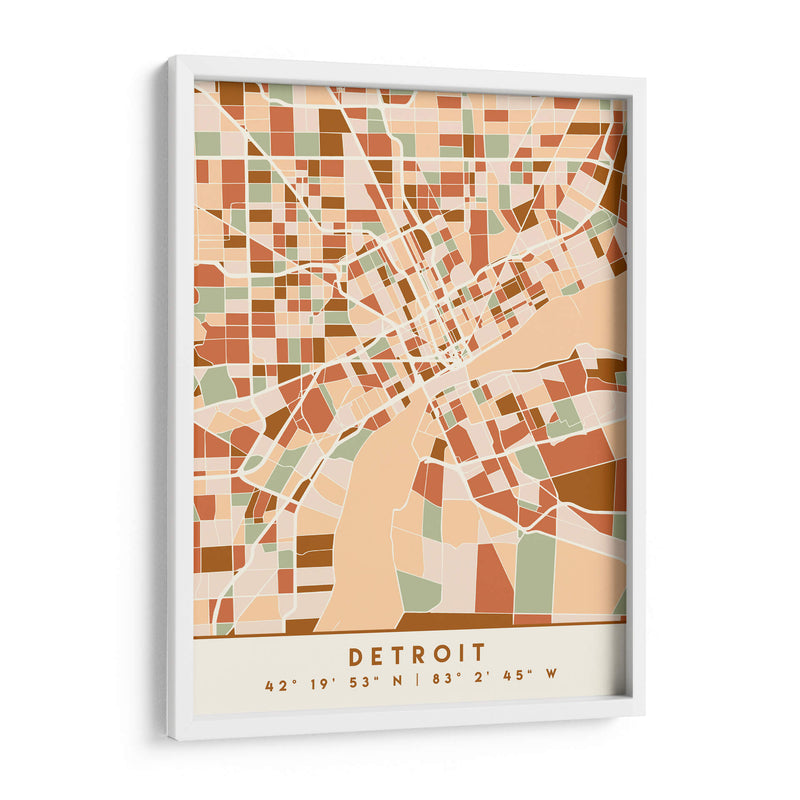 Detroit, Mapas negros Tonos tierra 25 - Emiliano Deificus | Cuadro decorativo de Canvas Lab