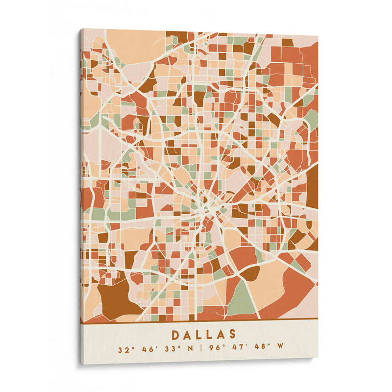 Dallas, Mapas negros Tonos tierra 24 - Emiliano Deificus | Cuadro decorativo de Canvas Lab