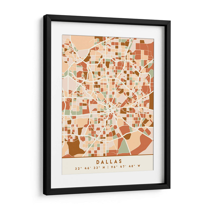 Dallas, Mapas negros Tonos tierra 24 - Emiliano Deificus | Cuadro decorativo de Canvas Lab