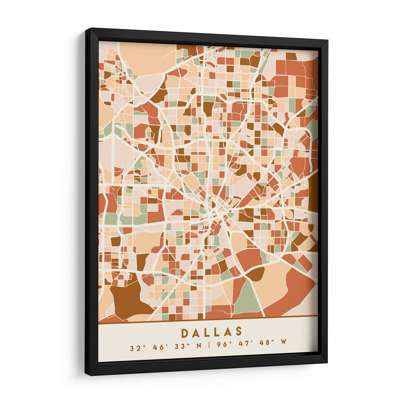 Dallas, Mapas negros Tonos tierra 24 - Emiliano Deificus | Cuadro decorativo de Canvas Lab