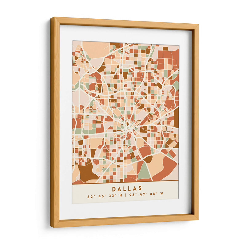 Dallas, Mapas negros Tonos tierra 24 - Emiliano Deificus | Cuadro decorativo de Canvas Lab