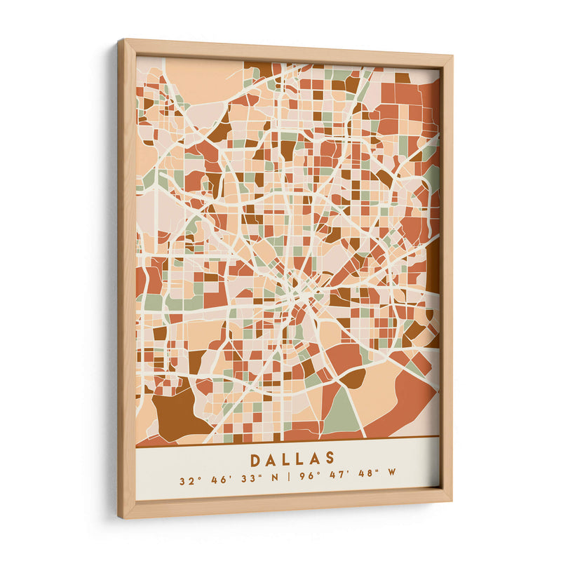 Dallas, Mapas negros Tonos tierra 24 - Emiliano Deificus | Cuadro decorativo de Canvas Lab