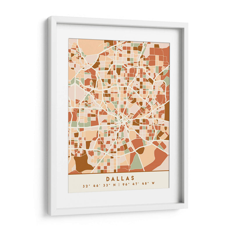 Dallas, Mapas negros Tonos tierra 24 - Emiliano Deificus | Cuadro decorativo de Canvas Lab