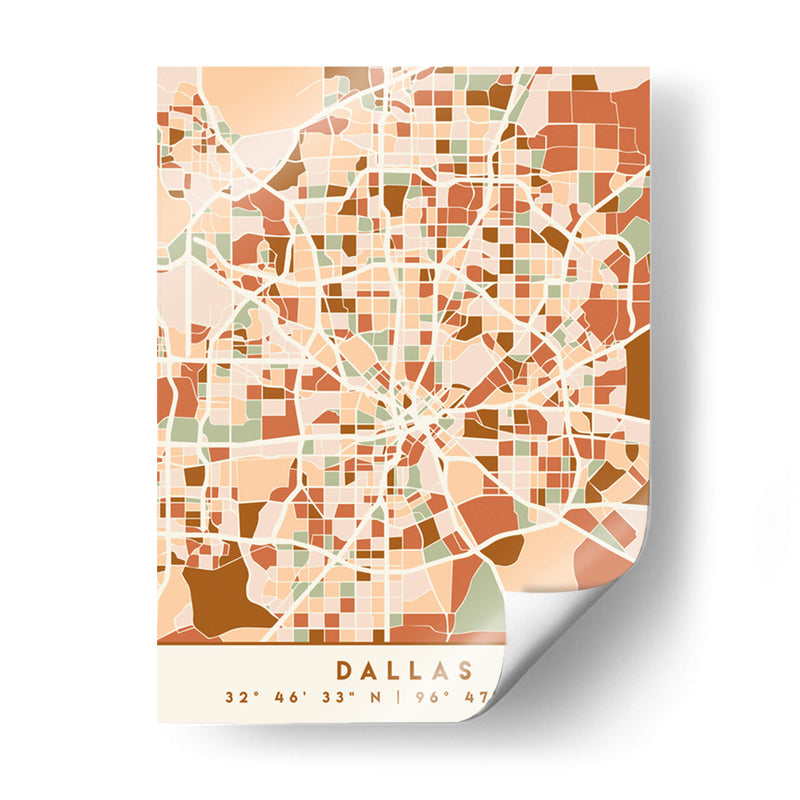 Dallas, Mapas negros Tonos tierra 24 - Emiliano Deificus | Cuadro decorativo de Canvas Lab