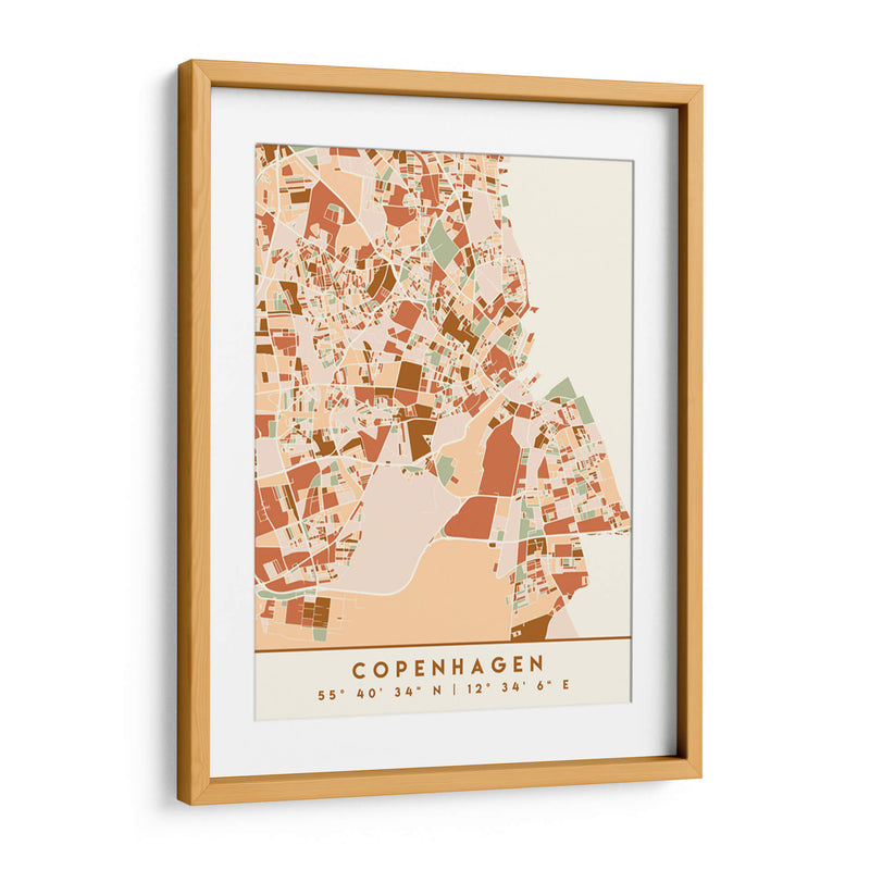 Copenhagen, Mapas negros Tonos tierra 23 - Emiliano Deificus | Cuadro decorativo de Canvas Lab