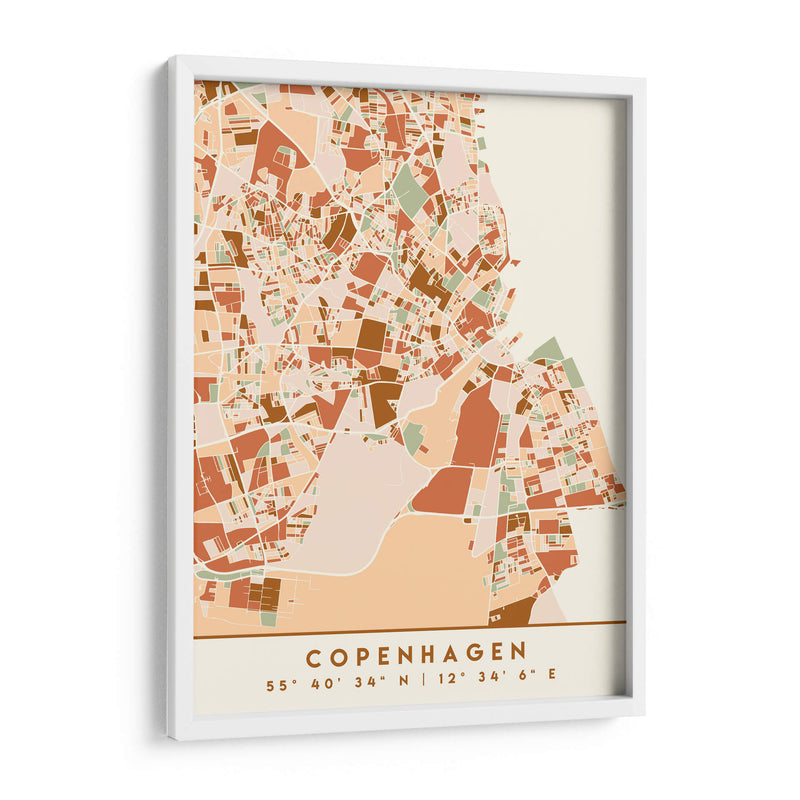 Copenhagen, Mapas negros Tonos tierra 23 - Emiliano Deificus | Cuadro decorativo de Canvas Lab