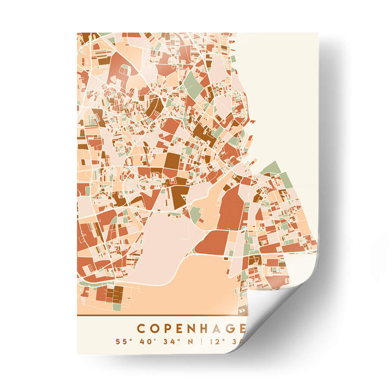 Copenhagen, Mapas negros Tonos tierra 23 - Emiliano Deificus | Cuadro decorativo de Canvas Lab