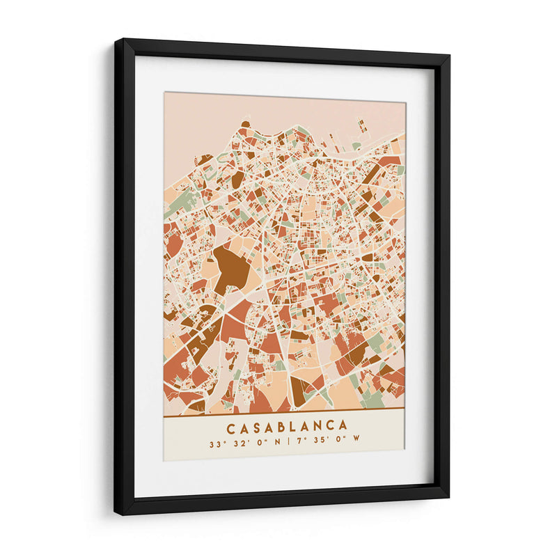 Casablanca, Mapas negros Tonos tierra 19 - Emiliano Deificus | Cuadro decorativo de Canvas Lab