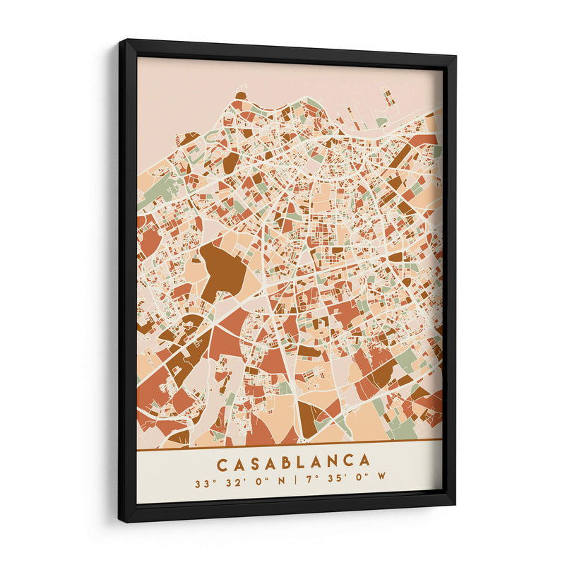 Casablanca, Mapas negros Tonos tierra 19 - Emiliano Deificus | Cuadro decorativo de Canvas Lab