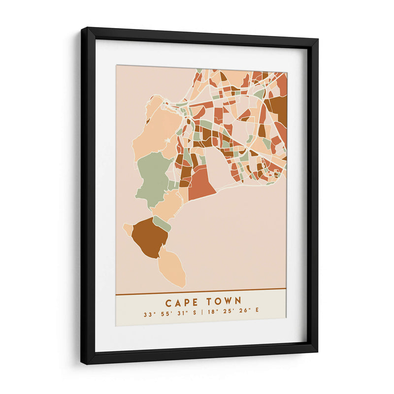 Cape Town, Mapas negros Tonos tierra 18 - Emiliano Deificus | Cuadro decorativo de Canvas Lab