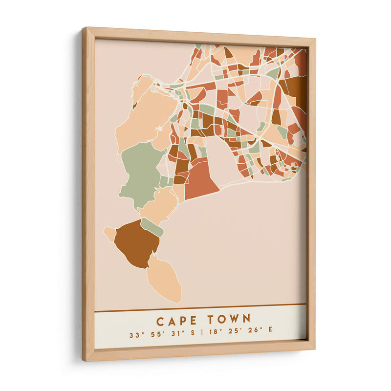 Cape Town, Mapas negros Tonos tierra 18 - Emiliano Deificus | Cuadro decorativo de Canvas Lab