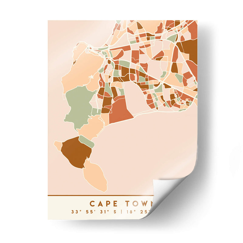 Cape Town, Mapas negros Tonos tierra 18 - Emiliano Deificus | Cuadro decorativo de Canvas Lab