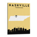 Nashville, Tennessee - Mapas de amor de la ciudad 58 - Emiliano Deificus | Cuadro decorativo de Canvas Lab