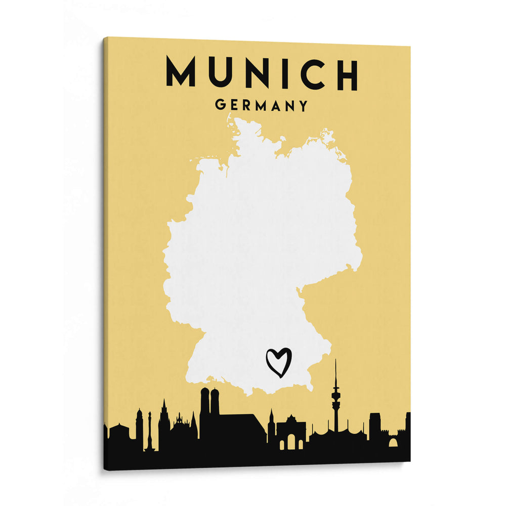 Munich, Alemania - Mapas de amor de la ciudad 57 - Emiliano Deificus | Cuadro decorativo de Canvas Lab
