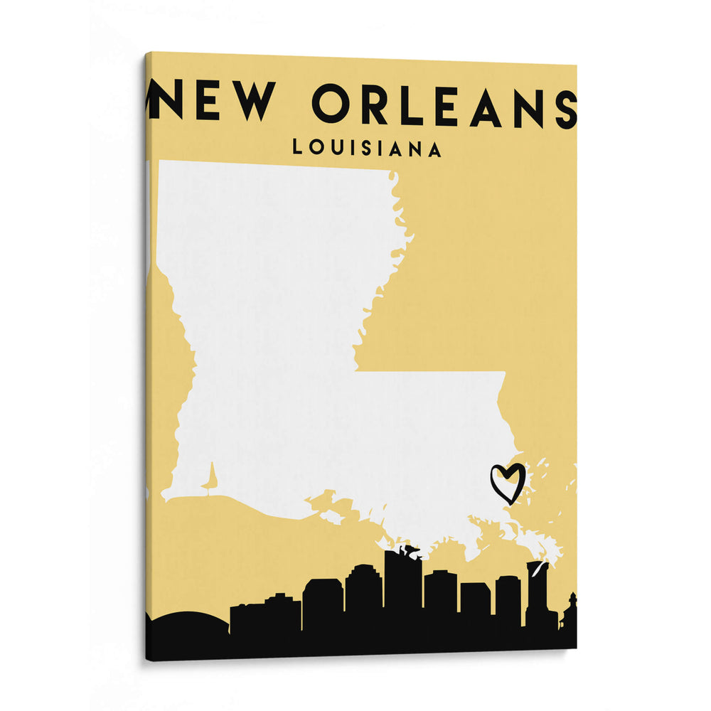 Nueva Orleans, Louisiana - Mapas de amor de la ciudad 60 - Emiliano Deificus | Cuadro decorativo de Canvas Lab